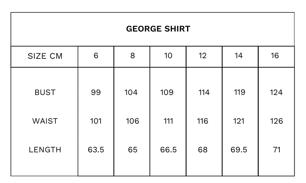 george dress shirts size chart Women's Cotton Button Up Shirt NZ