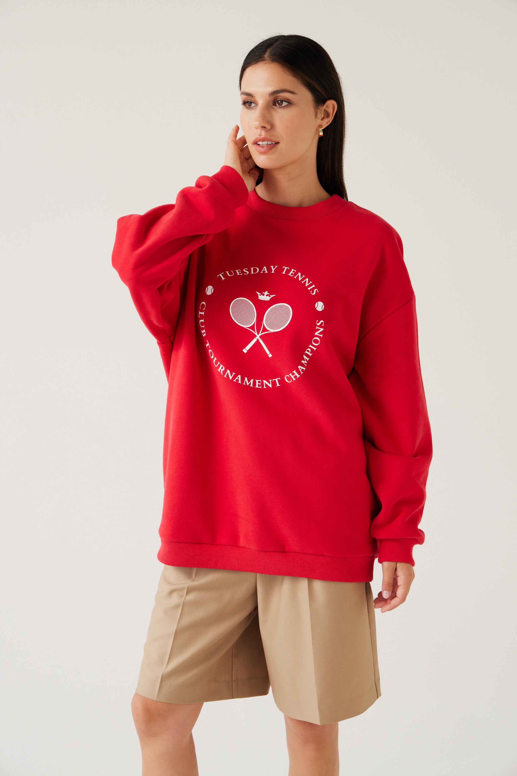 Sporty Sweatshirt | Cherry Red – Tuesday Label
