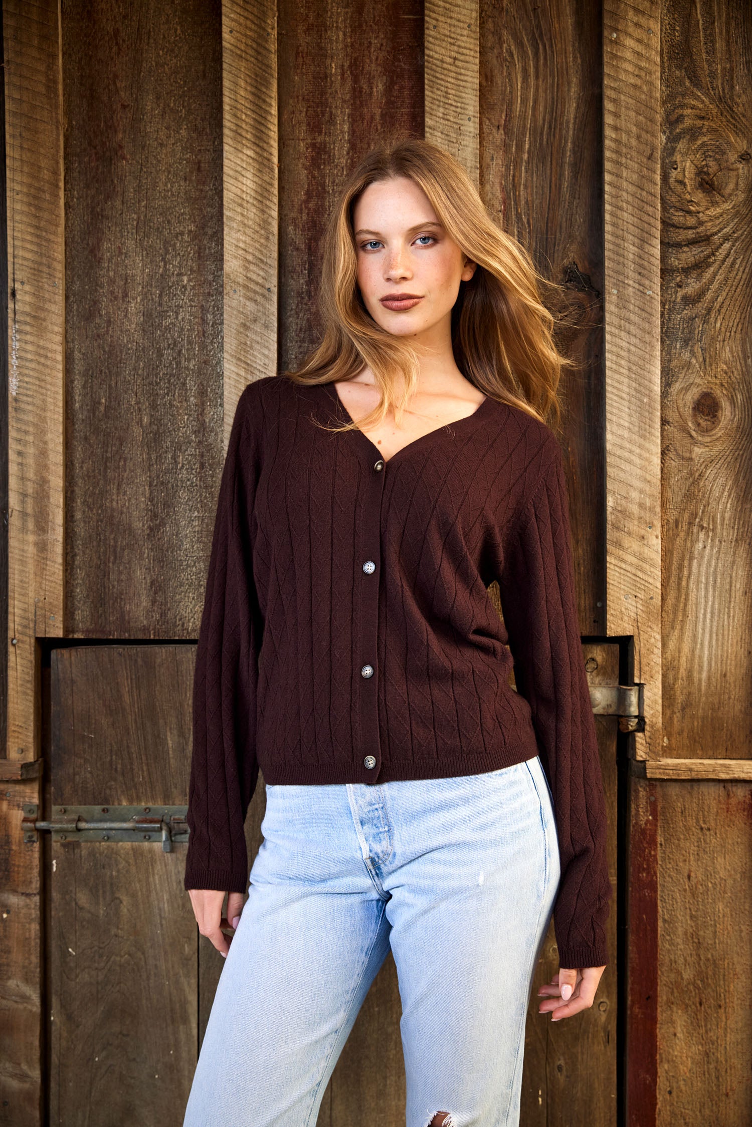 Women's Chocolate Brown Button Up Cardigan NZ | Women's Cashmere