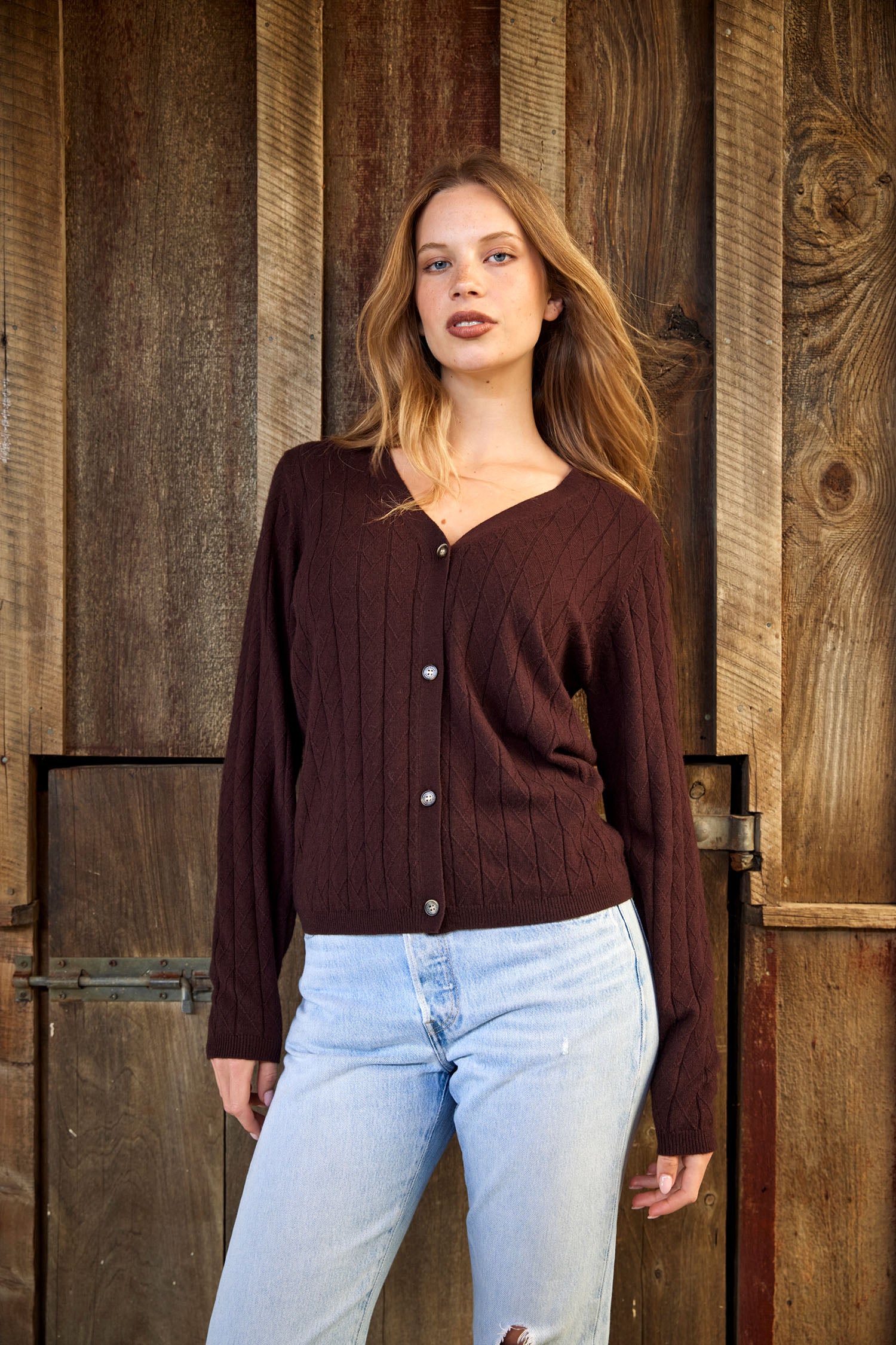 Women's Chocolate Brown Button Up Cardigan NZ | Women's Cashmere